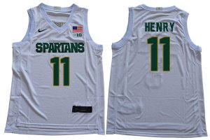 Men Aaron Henry Michigan State Spartans #11 Nike NCAA 2020 White Authentic College Stitched Basketball Jersey SC50K44ER